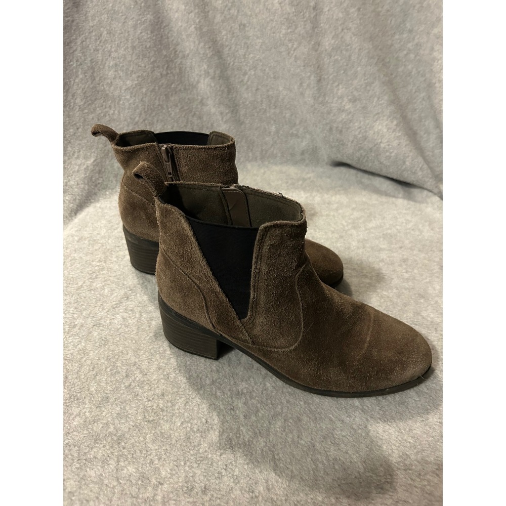 Clarks Brown Suede Ankle Boots Womens Block Heel Side Zip‎ Booties